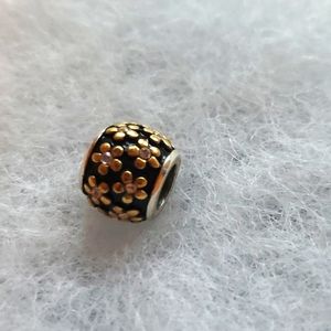 Pandora enamel, crystal and gold flower charm